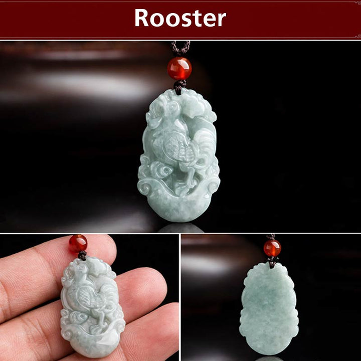 Collana con ciondolo di successo con 12 simboli dello zodiaco cinese in giada naturale Buddha Stones - image 16